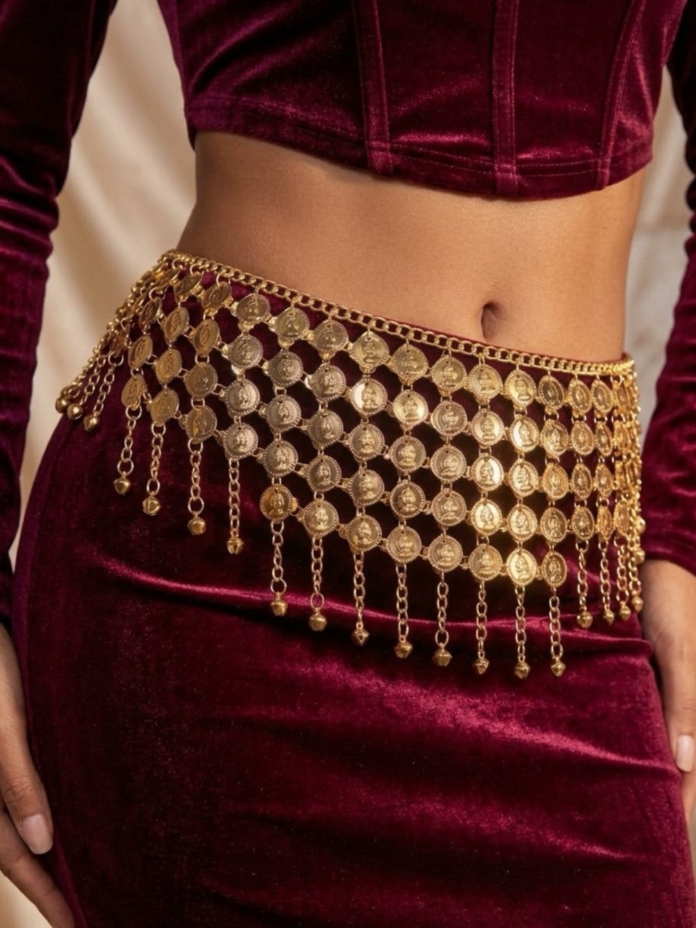 NEW Gold Coin Chain Belly Belt B06-10